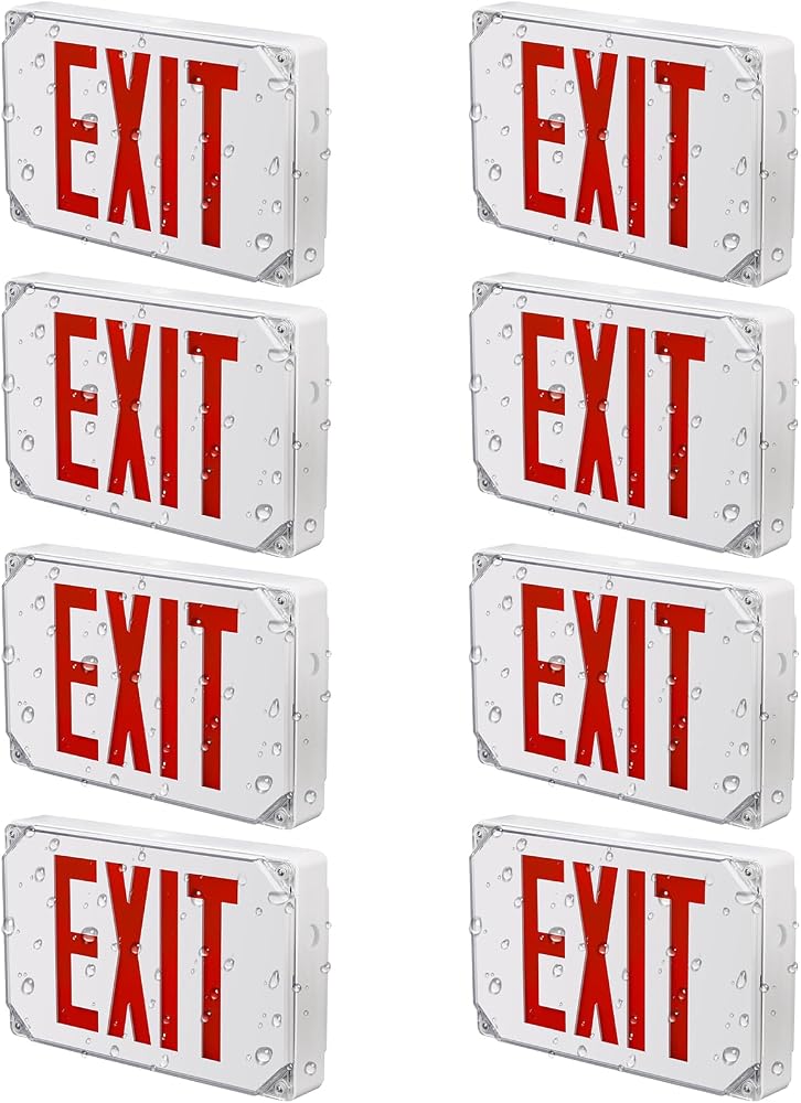 LEONLITE 8-Pack Wet Location LED Exit Sign with Battery Backup White — 사진 1