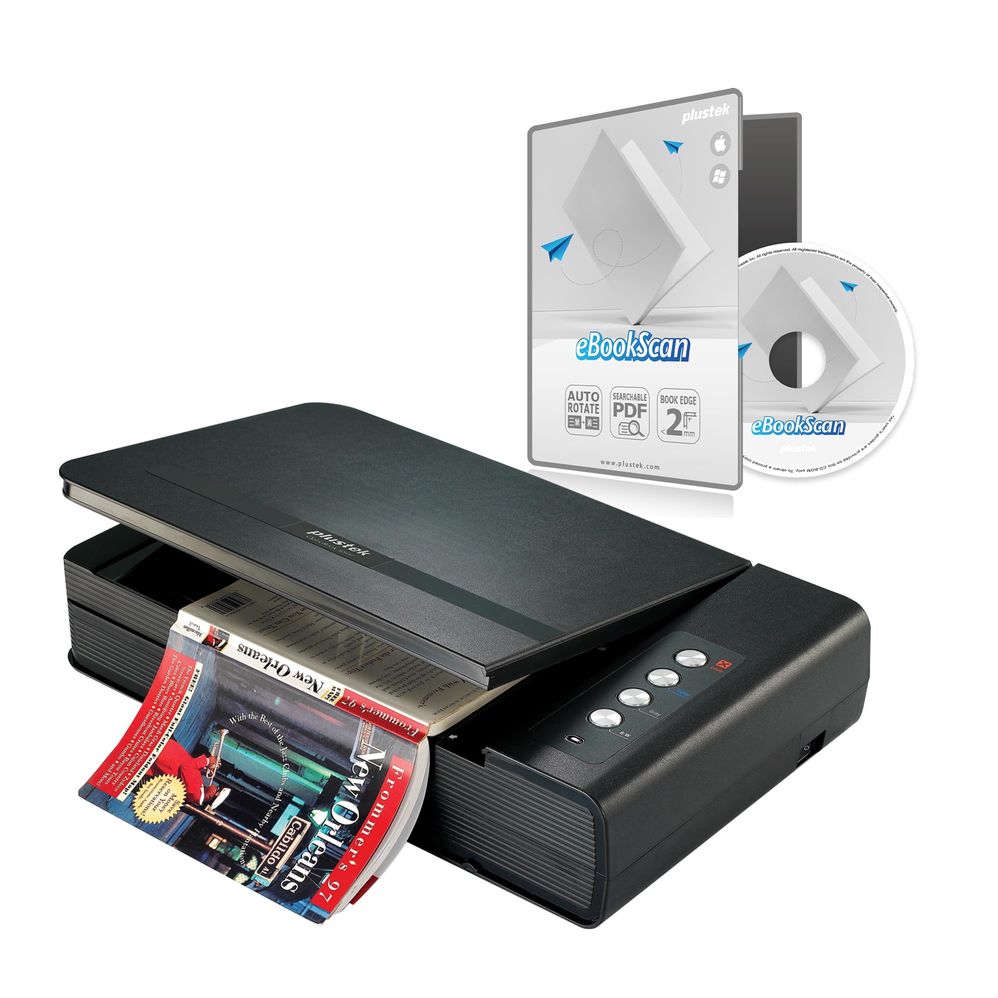 Plustek High Speed CCD Book Scanner - 2mm Book Edge for Personal Library and Classroom,Convert to ePUB/PDF/Searchable PDF,for Windows 7/8/10/11