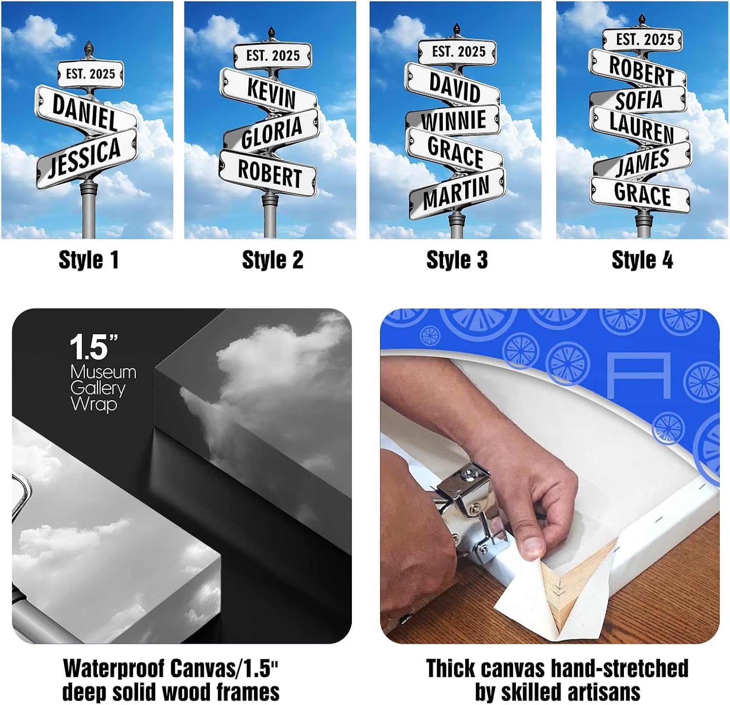 Custom Canvas Prints Crossroad Street Sign Valentines Day Gifts for Couples, Personalized Name & Date Vintage Street Sign Wall Art, Anniversary Wedding Gifts for Girlfriend Boyfriend Her Him