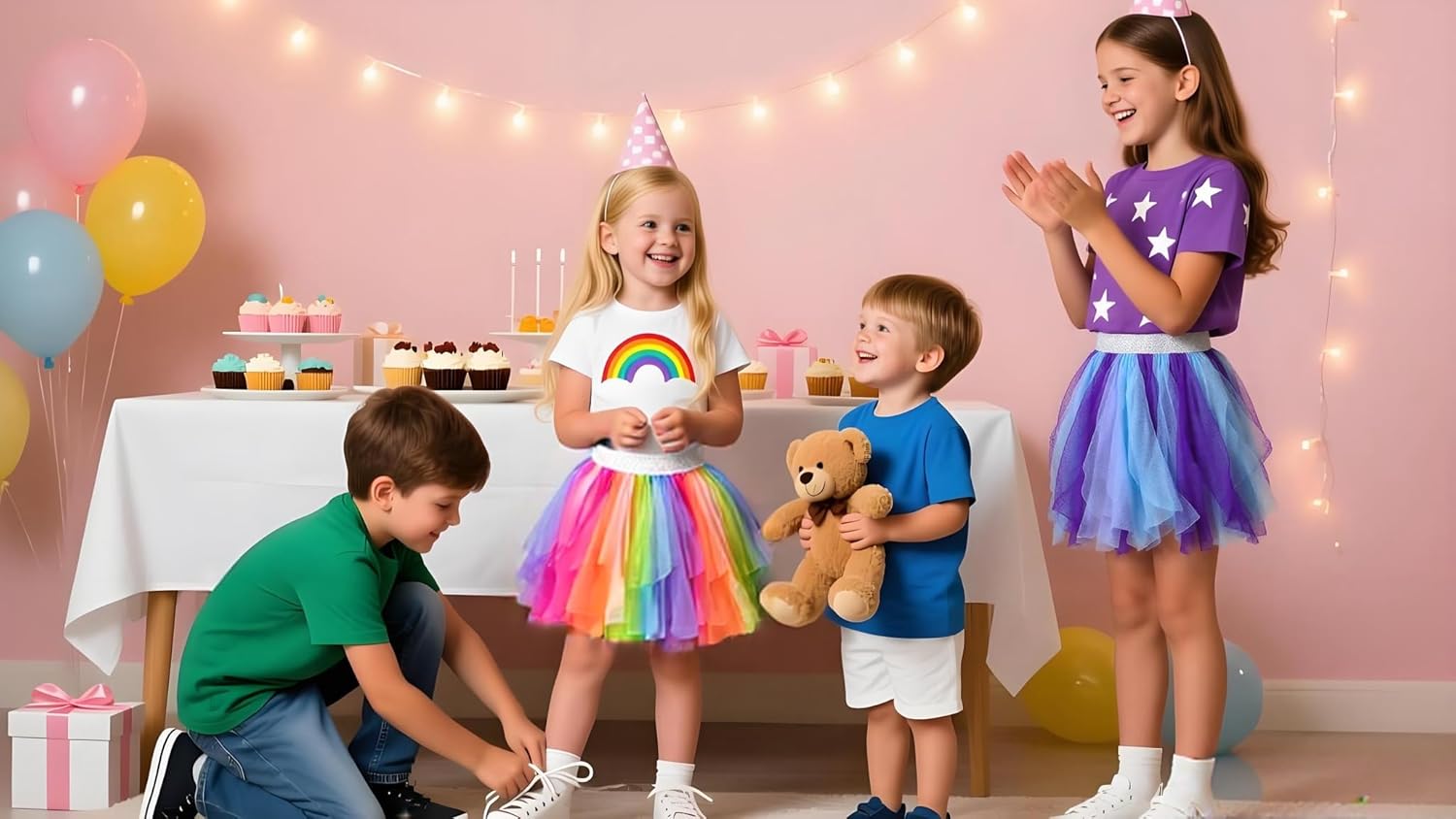 DXTON Girls Skirt Tutu for Toddler Party Multicoloured Tulle Outfits for 3-10 Years - Image 3