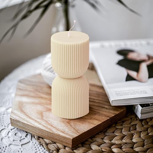 Miniatura 4 de TOPYS Moldes estéticos de pilar a rayas molde cilíndrico de vela de pilar alto torcido geométrico abstracto decorativo a rayas molde de silicona