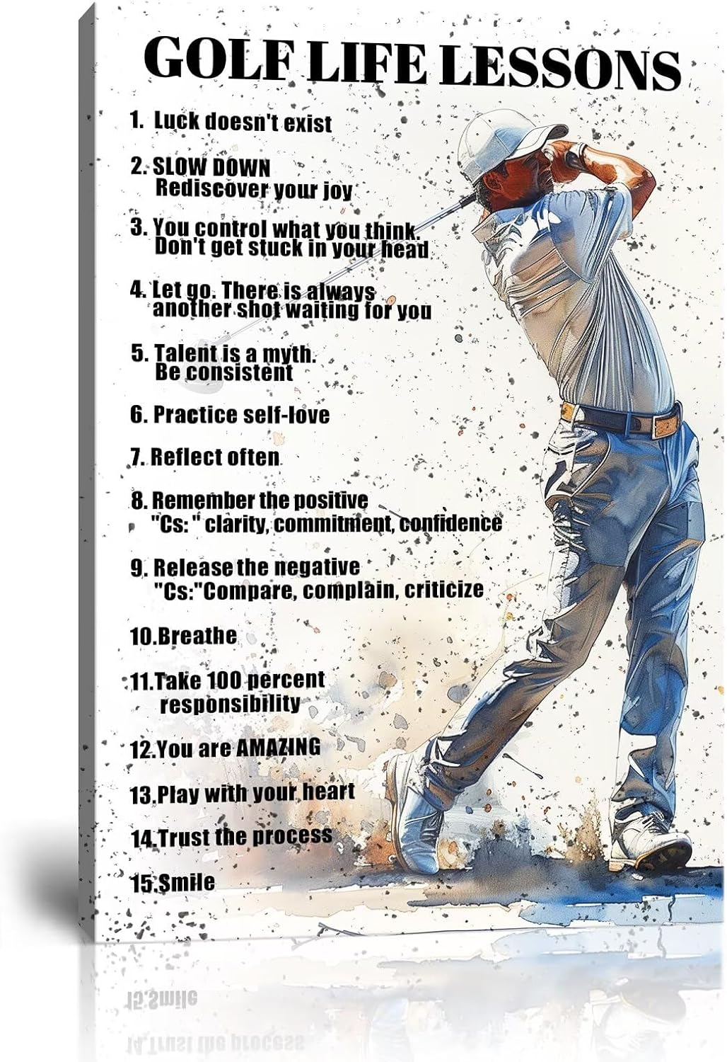 Golf Wall Art Golf Sports Poster Inspirational Quotes Picture Wall Decor Canvas Print Golf Sign Painting Artwork for Living Room Office Club Home Decorations Framed Ready to Hang (12 x 16 inch)