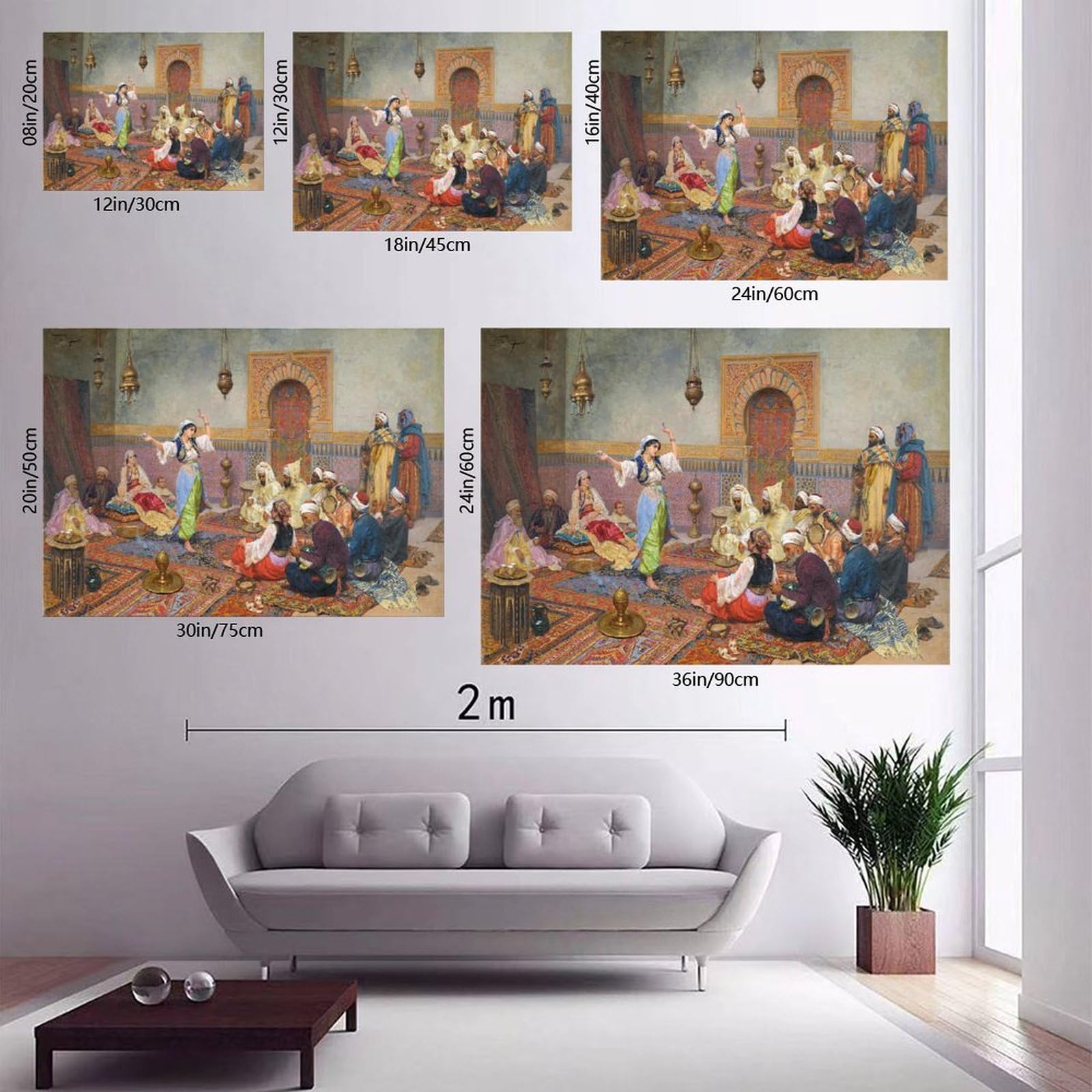 The Dance Arab Arabic Music Orientalist Painting by Italian Giulio Rosati Poster Camera da Letto Decorazione Tela Stampa Wall Art Ufficio Camera Estetica Decorazione Regalo