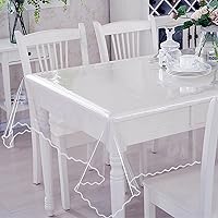 Vista 10 de Mantel protector de plástico transparente para mesa redonda, mantel de vinilo para cocina y mesa del hogar, 54 x 54 pulgadas
