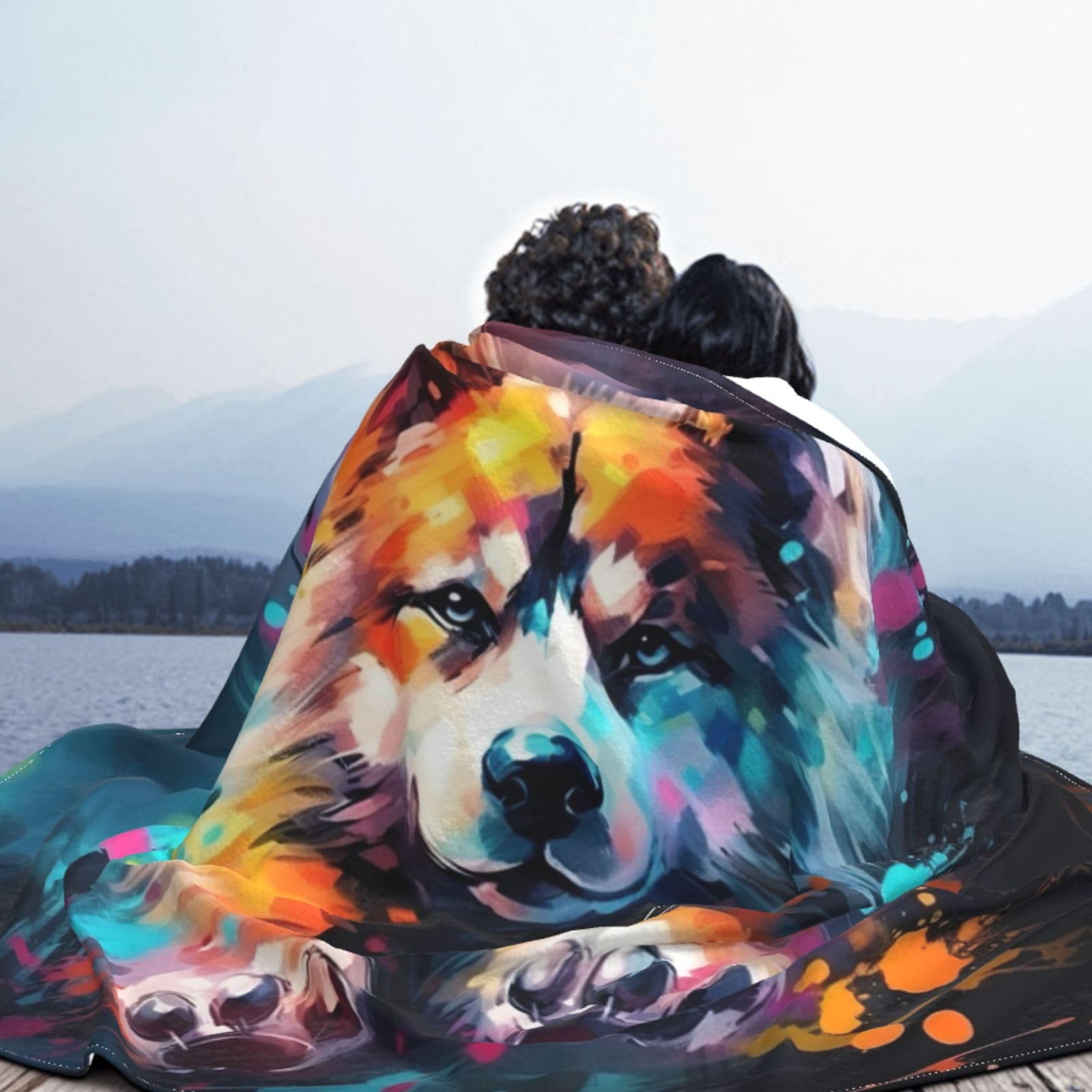 Coperta decorativa in morbida flanella calda e accogliente per bambini, cane, gatto, 127 x 152 cm, stampa di zampe di cane e animali domestici