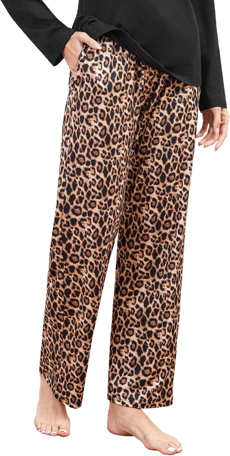 Ullnoy 3 Pack Women's Soft Pajama Lounge Pants with Drawstring & Pockets Pajamas Bottoms for Women Comfy Pj Sleep Bottoms - Image 5