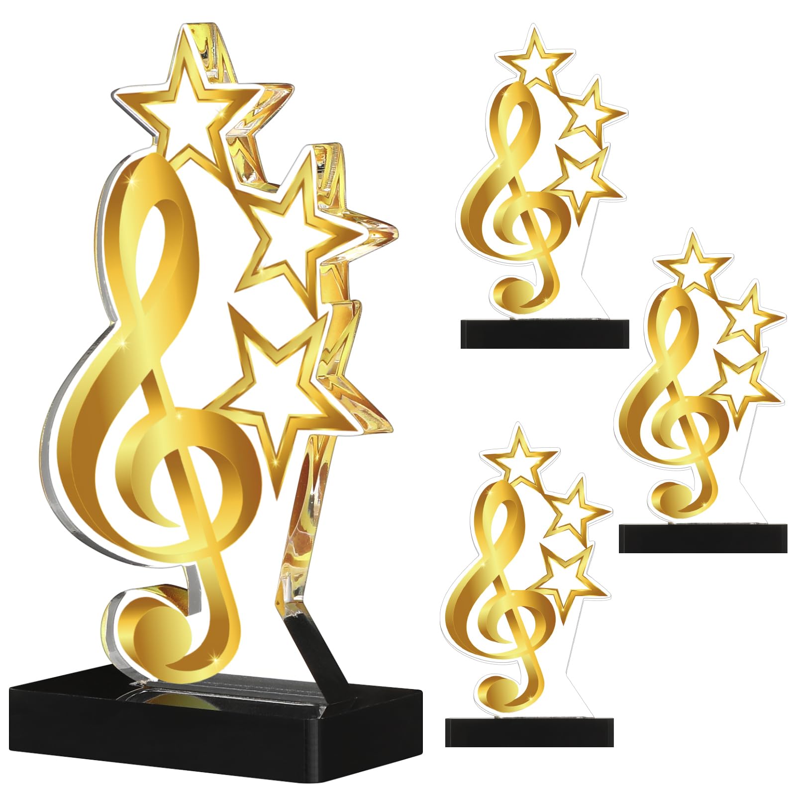 Landical Paquete de 4 trofeos de premio de música, oro ganador de la música, trofeos de música acrílica, premio de música, regalo para torneos, competiciones, fiestas, niños y adultos