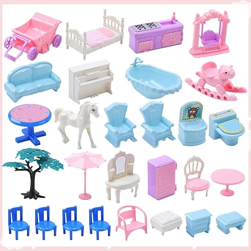 Miniatura 3 de Enorme casa de muñecas con 2 muñecas, 28.5 x 22.5 x 20 pulgadas, casa de muñecas de regalo para niñas