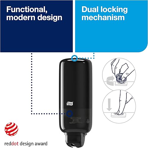 Miniatura 2 de Tork Dispensadores líquidos para el cuidado de la piel para jabón líquido y desinfectante de manos Black S1, económicos, rango de elevación, 570028A