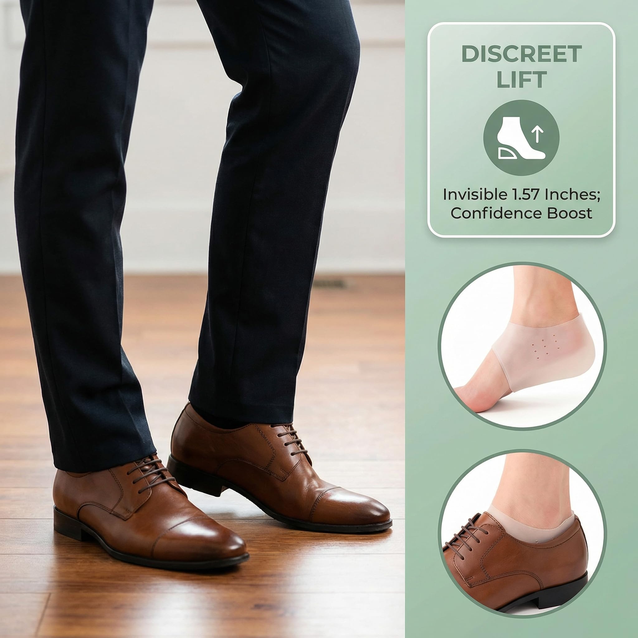 Invisible Height Increase Lift Insoles, Non-slip Shock Absorbing EVA Heel Lift Insert Shoes Pad for Men and Women(5CM