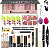 RevoNext 28-Piece All-in-One Makeup Kit for Beginners & Teens: Eyeshadow Palette, Foundation, Lipsticks, Eyeliner, Mascara - Complete Gift Set
