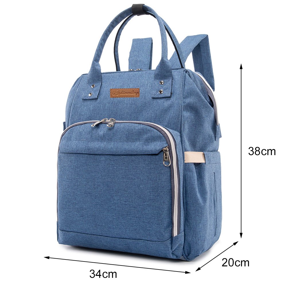borsa zaino porta pannolini, impermeabile, multifunzione, di grande capacità; organizer da viaggio con tappetino per il cambio, una borsa termica per biberon e clip per passeggino