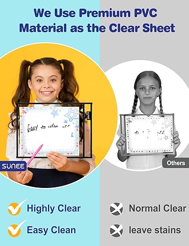 Miniatura 5 de SUNEE Paquete de 6 fundas de bolsillo reutilizables de gran tamaño de borrado en seco con anillo, soportes negros de 10 x 14 pulgadas, protectores