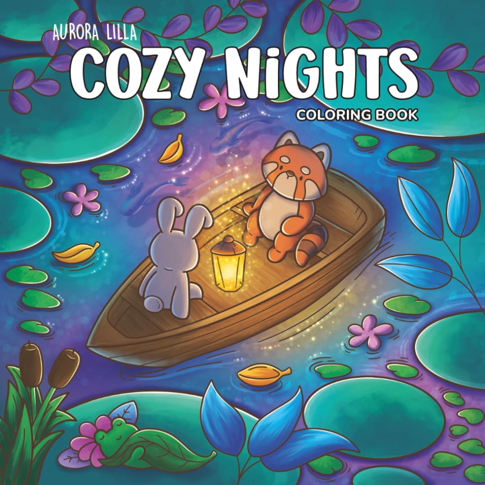 Cozy Nights: Cute Animals Coloring Book with Cozy Evening and Night Moments – Easy to Color Scenes for All Ages