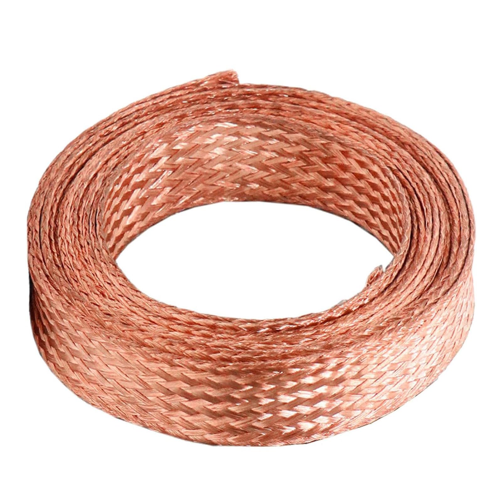 MTADSBKFP Flat Braided Tinned Copper Wire, Copper Braided Ground Strap 3 Meters 25-30mm(Width 25mm)
