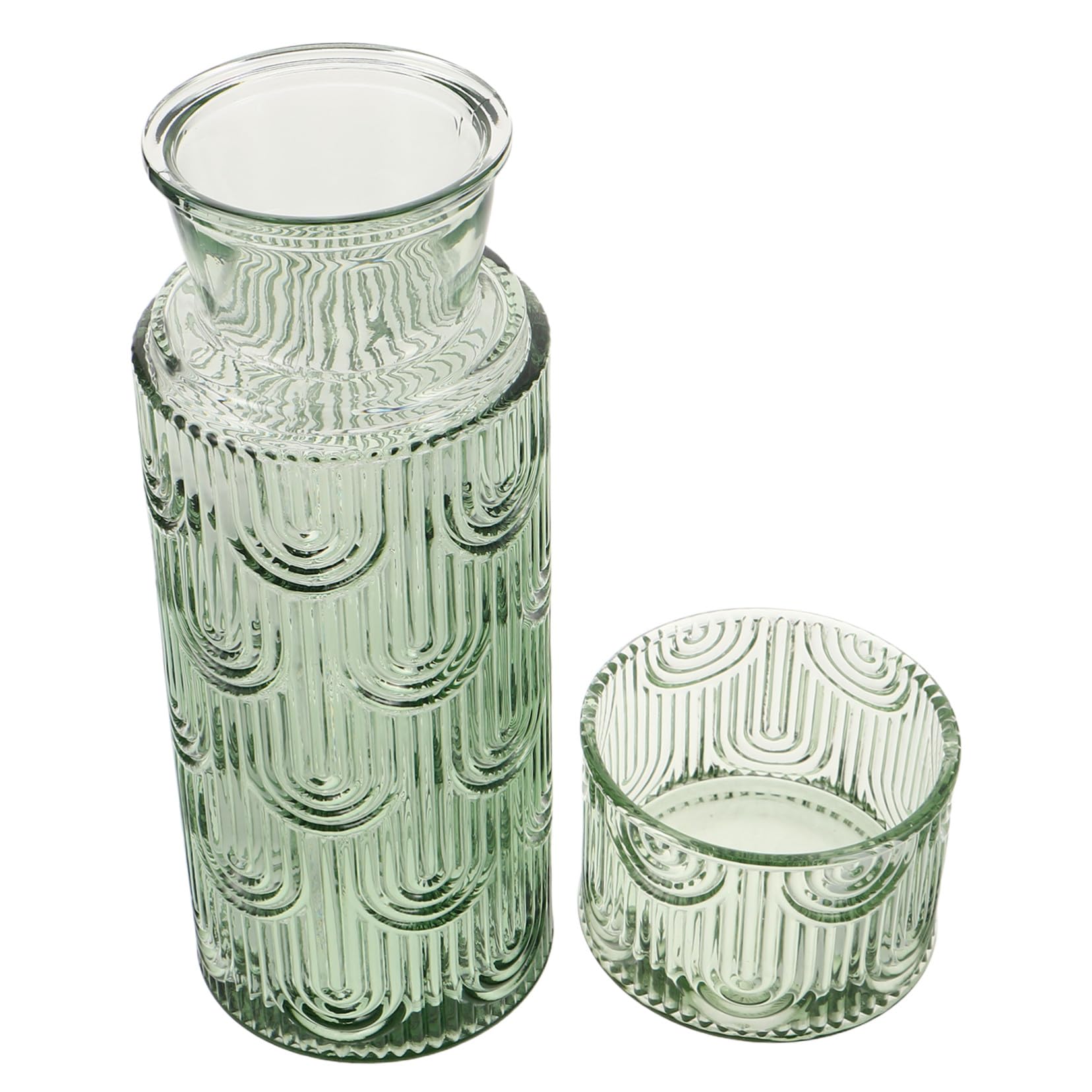 Jarra y Vaso de Vidrio con Set para Mesa de Noche Jarra Transparente con Tapa y Vaso Juego para Agua Leche y Enjuague Bucal el Hogar