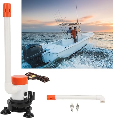 Miniatura 5 de 350GPH Livewell Baitwell Aerator Pump, 12V Submersible Portable Pump with Bottom Suction Cup, Adjustable Flow Oxygen Supply for Marine Boat Fishing,