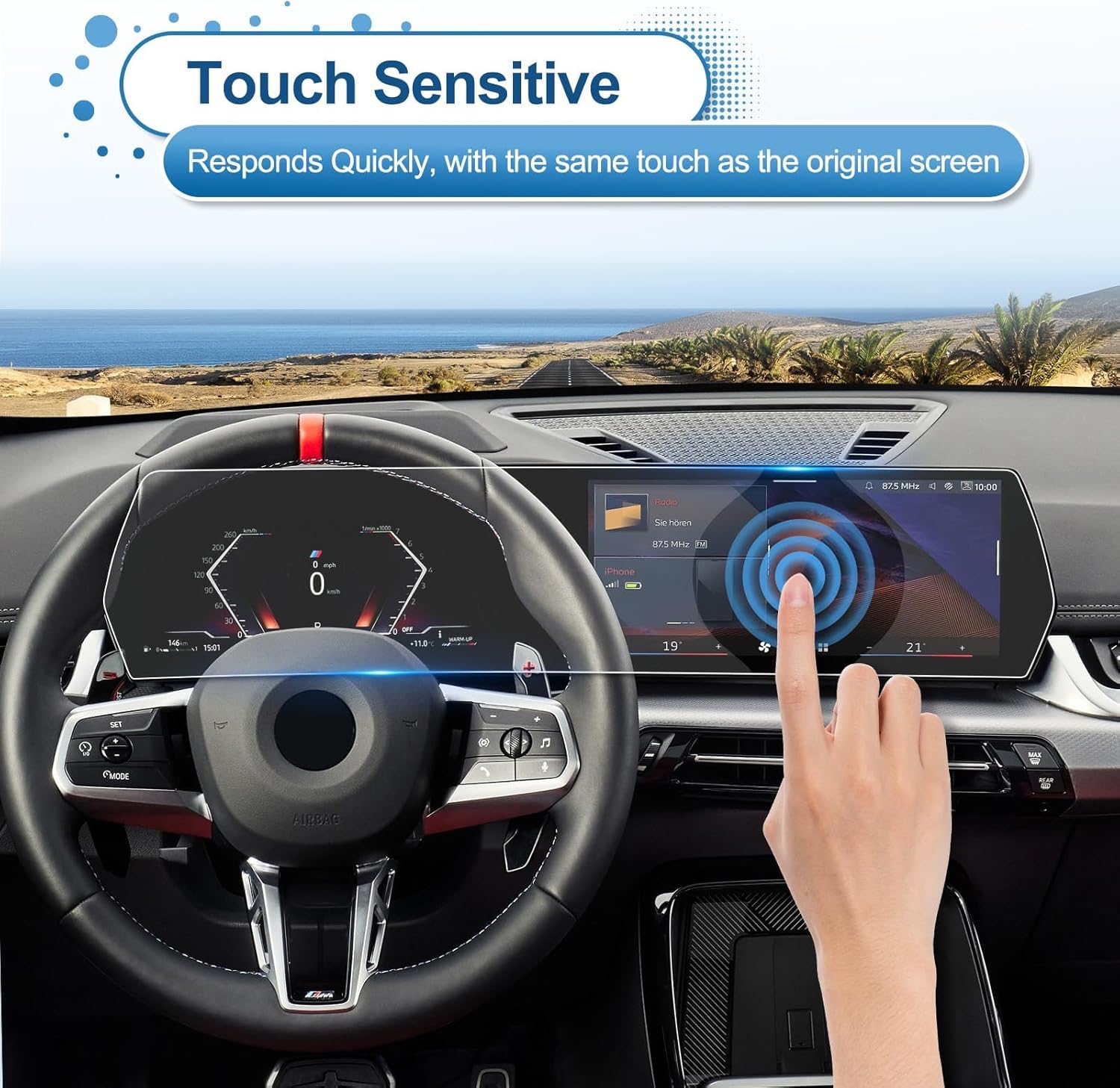 Screen Protector for BMW X1 (2023-2026) /X2 (2024-2026), for BMW X1 X2 (10.7In Navi +10.25In Dash) (xDrive28i, M35i), 9H Tempered Glass 2025 2026 X1 X2 Accessories Anit-scratch&HD Transparent