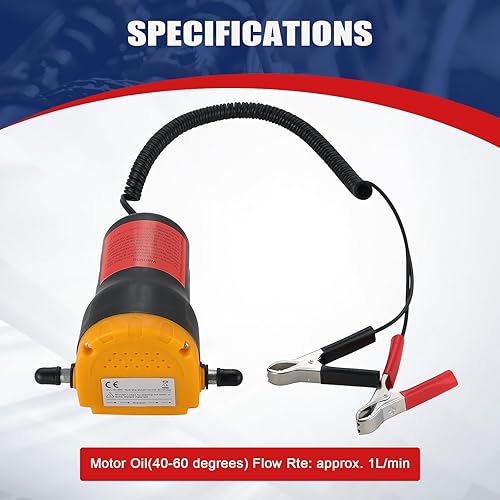 Miniatura 3 de Extractor de bomba de cambio de aceite, bomba extractora de líquido diésel de 60 W 12 V, bomba de transferencia de succión de barrido con manguera,