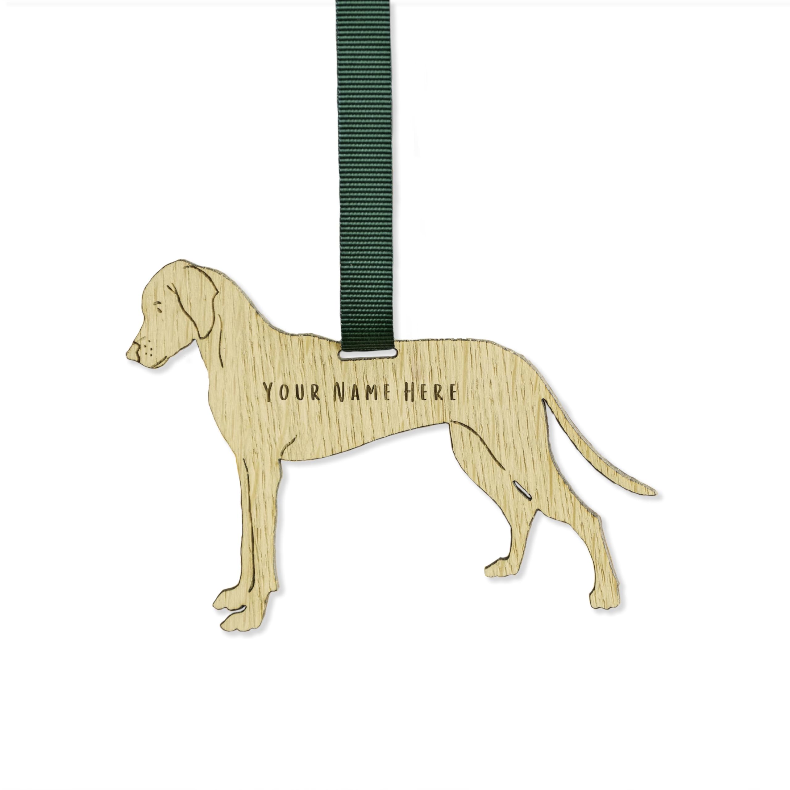 "Manta Makes Personalised Dog Christmas Decorations, wooden dog lover gifts for dog lovers, range of over 50 breeds, personalised pet memorial gifts, best dog Mum gifts (Vizla)" โ image 1