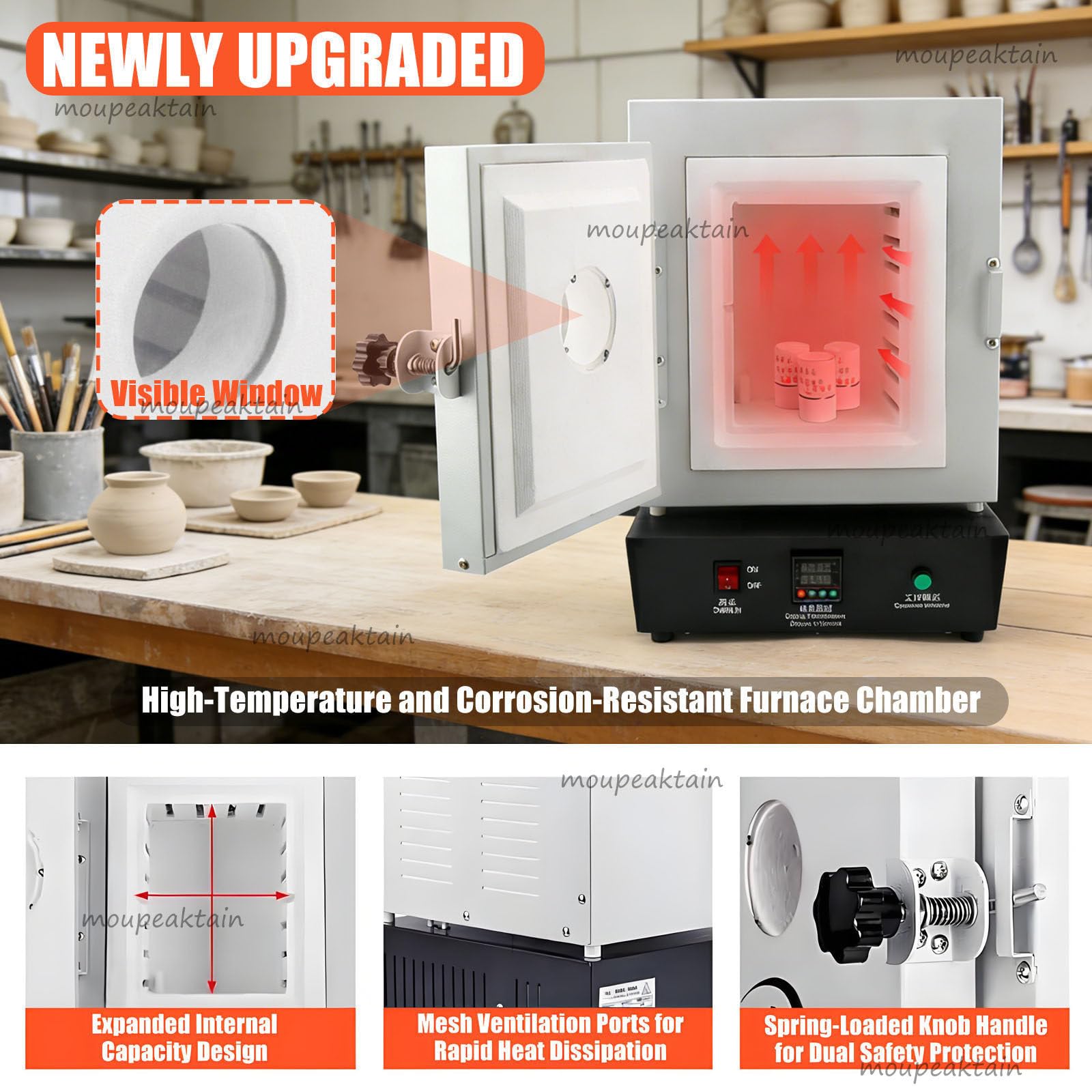 Elektrischer Brennofen 1500W, 1150℃ Brennofen Für Ton Keramik Zuhause, Digitaler Muffelofen Mit Sichtfenster, Ausbrennofen Mit Großer Kammer Für Gipsformen, Schmuckguss, Metallschmelzen