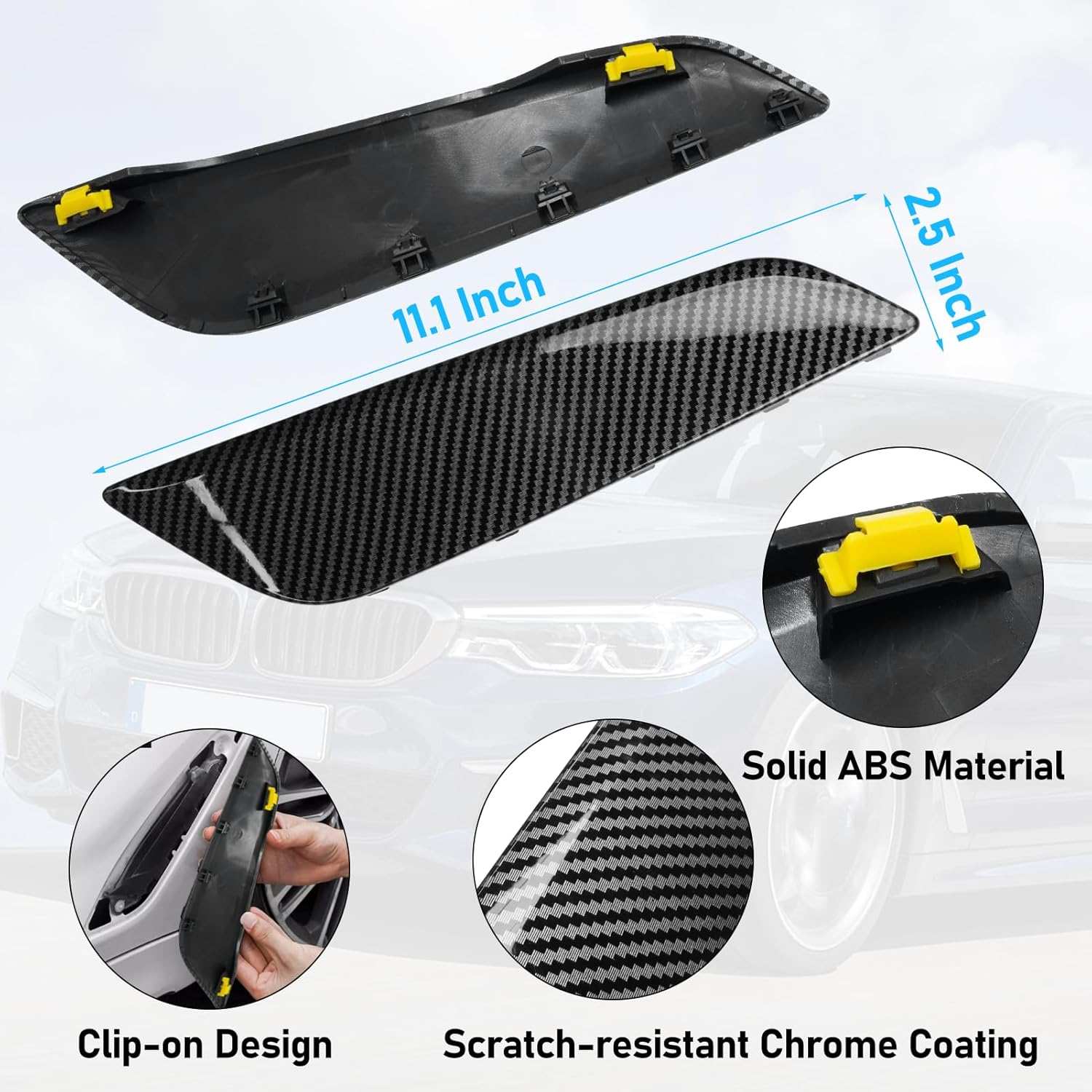 Jaronx Compatible with BMW Fender Vent Replacement for 5 Series G30/G31 2017-2023, Carbon Fiber Pattern Side Fender Vent Trim Cover for BMW G31/G30 51137349593 51137349594