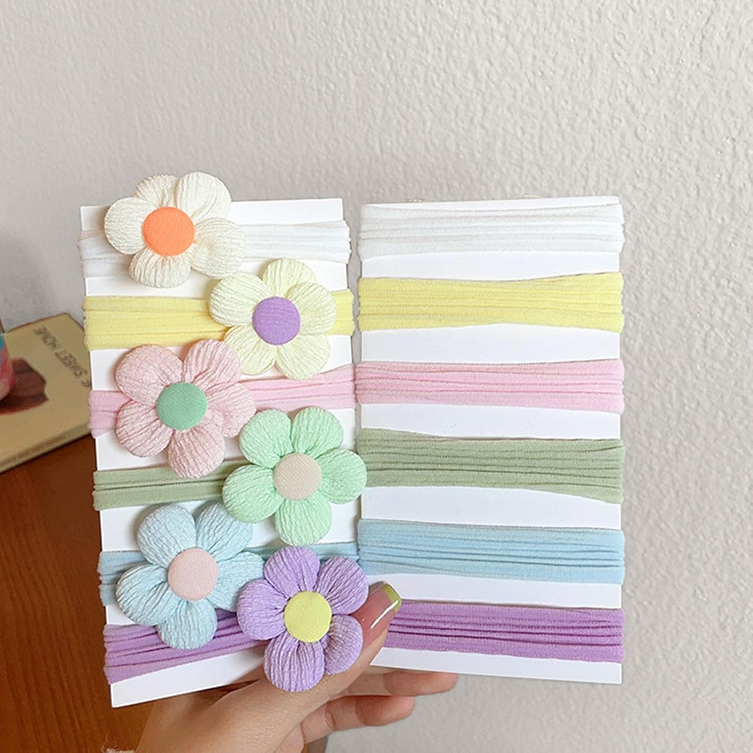 12PCS Little Girls Hair Ties, Cute Bow Hair Ties, Sweet Flowers Elastic Hair Ties, Soft Ponytail Holder Hair Ropes, Candy Colors Hair Ties with Bows, Girls Hair Accessories
