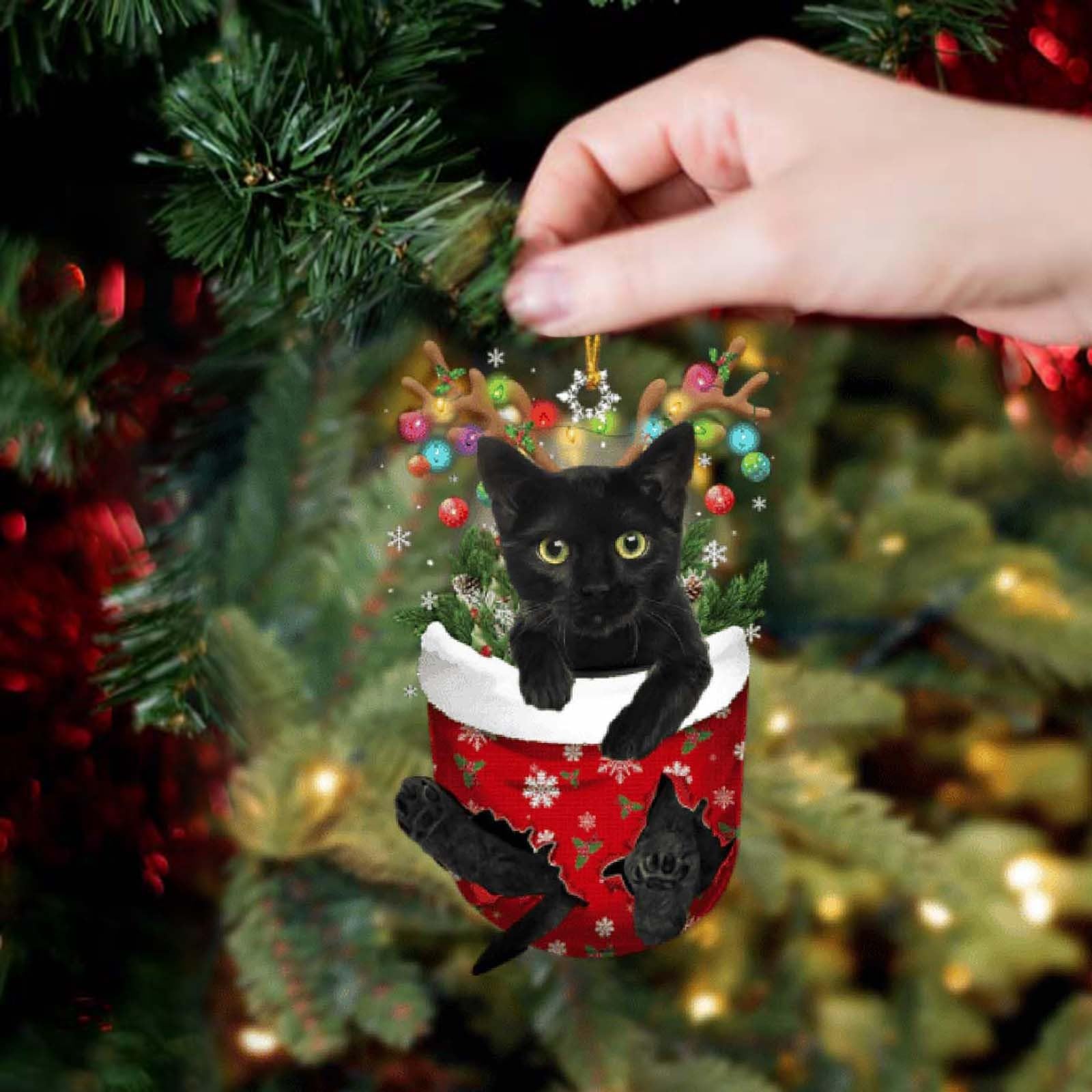 Puntale Per Albero Di Natale Con Gatto Nero – Decorazione 2-in-1 Halloween E Natale, Peluche Morbido, 30 Cm, Con Fiocchi Intercambiabili