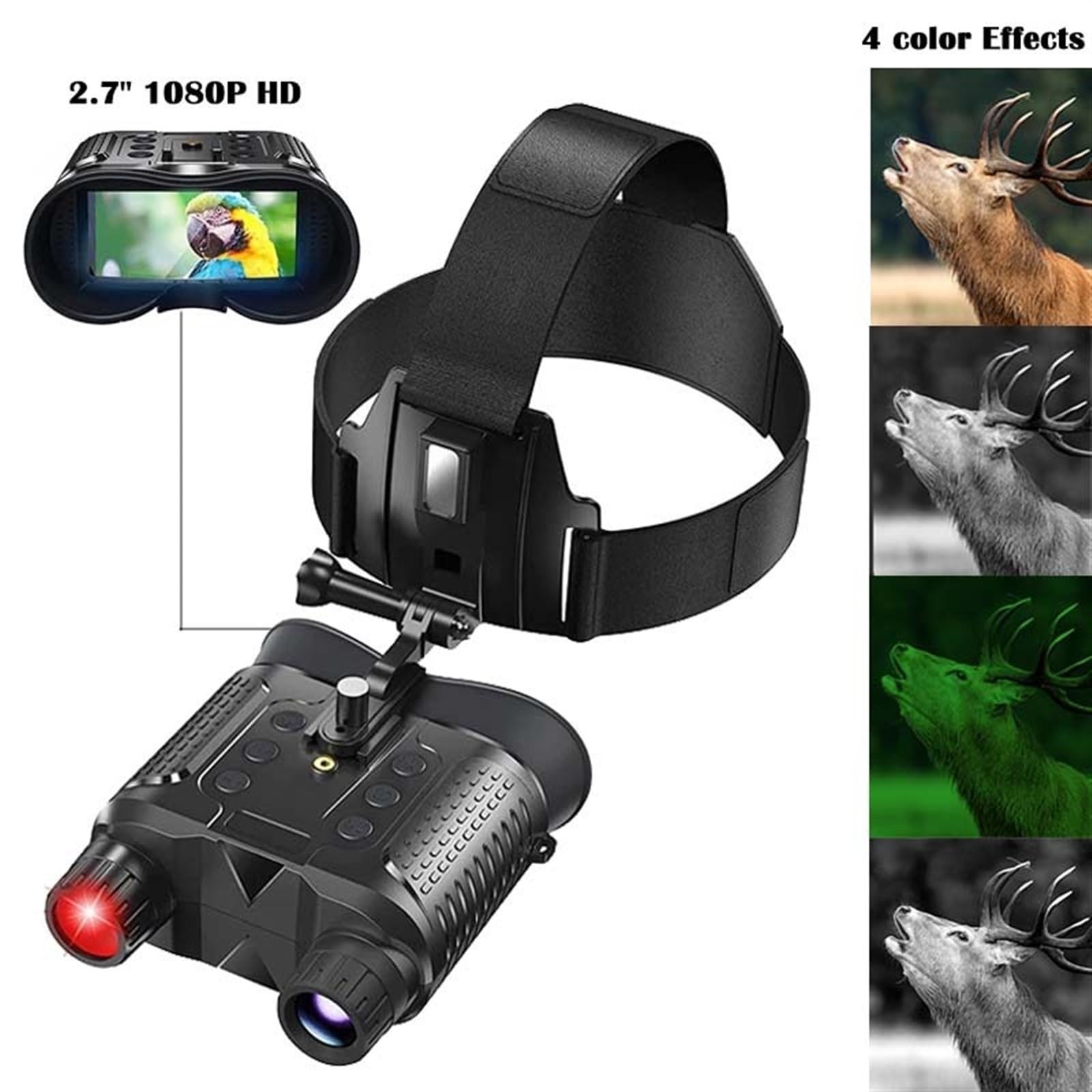 Gafas de visión nocturna Binoculares de visión nocturna NV8160, telescopio Digital de con montaje en cabeza infrarroja, 1080P, HD, 8x, equipo de vigilancia for acampar de 400m para caza, acampada y ob