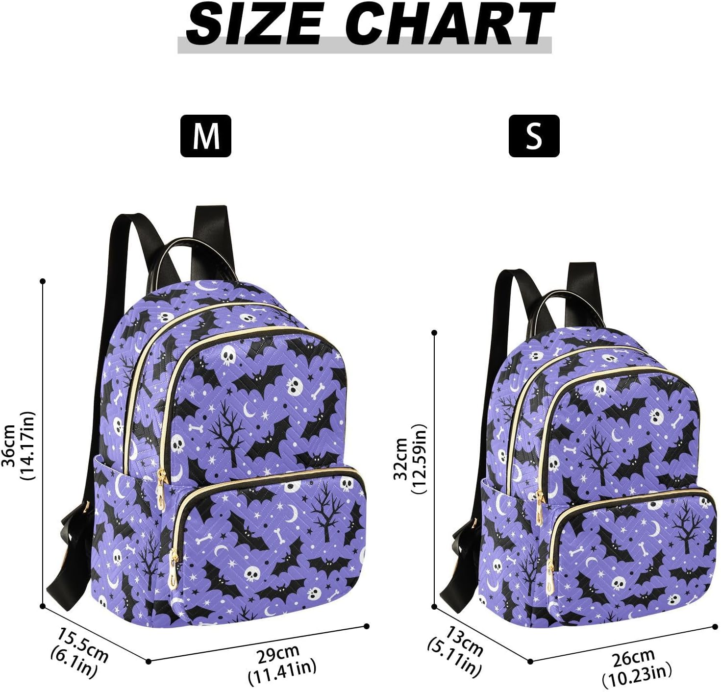 Backpack Purse Halloween Bats Skull for Women's Lightweight Quilted Handbag Shoulder Bags Fashion Casual Ladies Backpack for Travel Work M