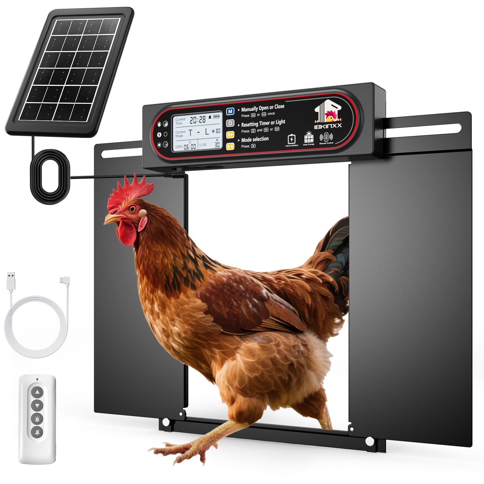 Porte automatique poulailler anti-renard à ouverture horizontale USB