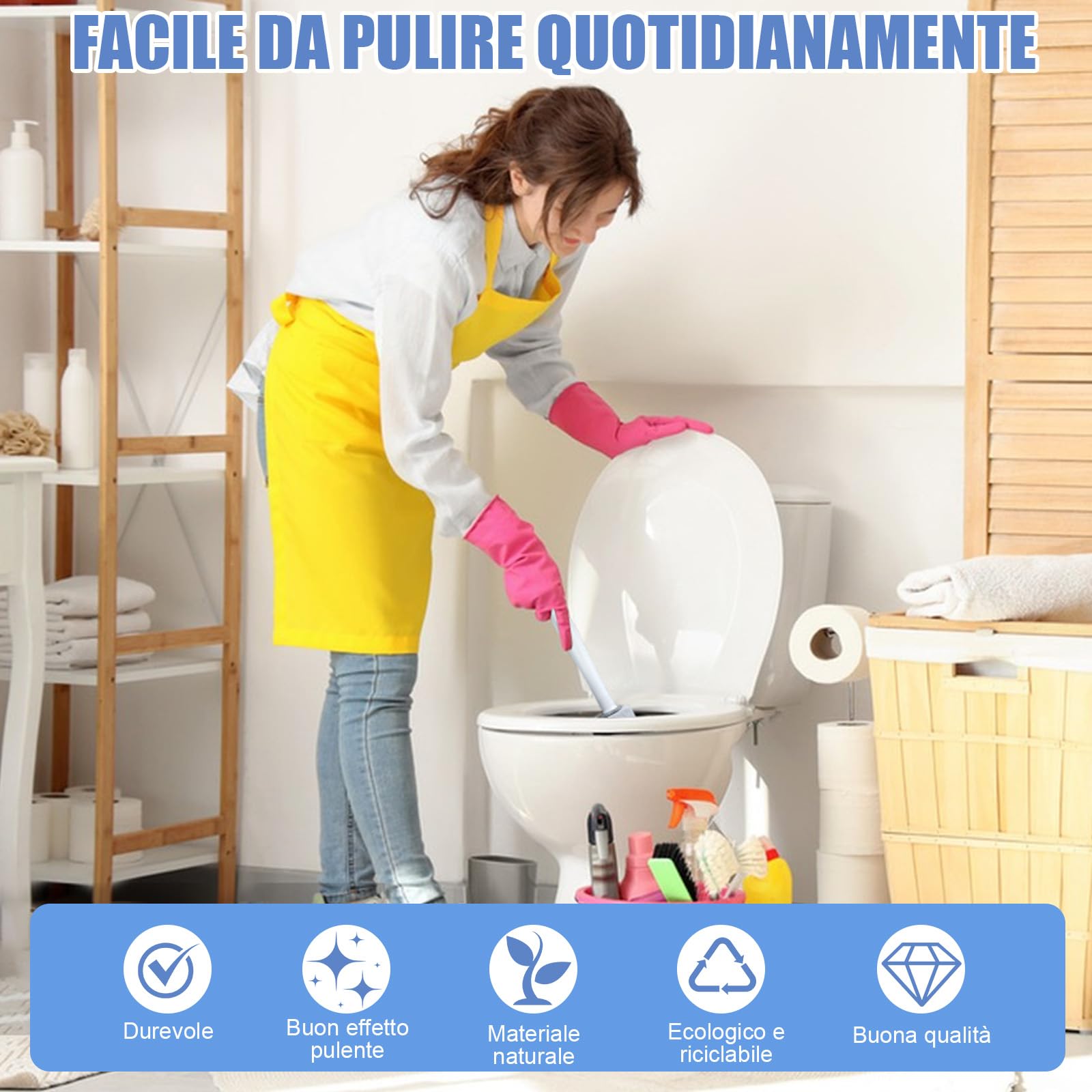 Scettar Pietra Pomice per WC, 6 Pezzi Pietra Pomice Naturale Pulizia con Manico, Pomice a Testa Tonda Può Essere Utilizzato per Pulire Le Macchie in Bagni, Toilette, Lavello (Grigio Blu)