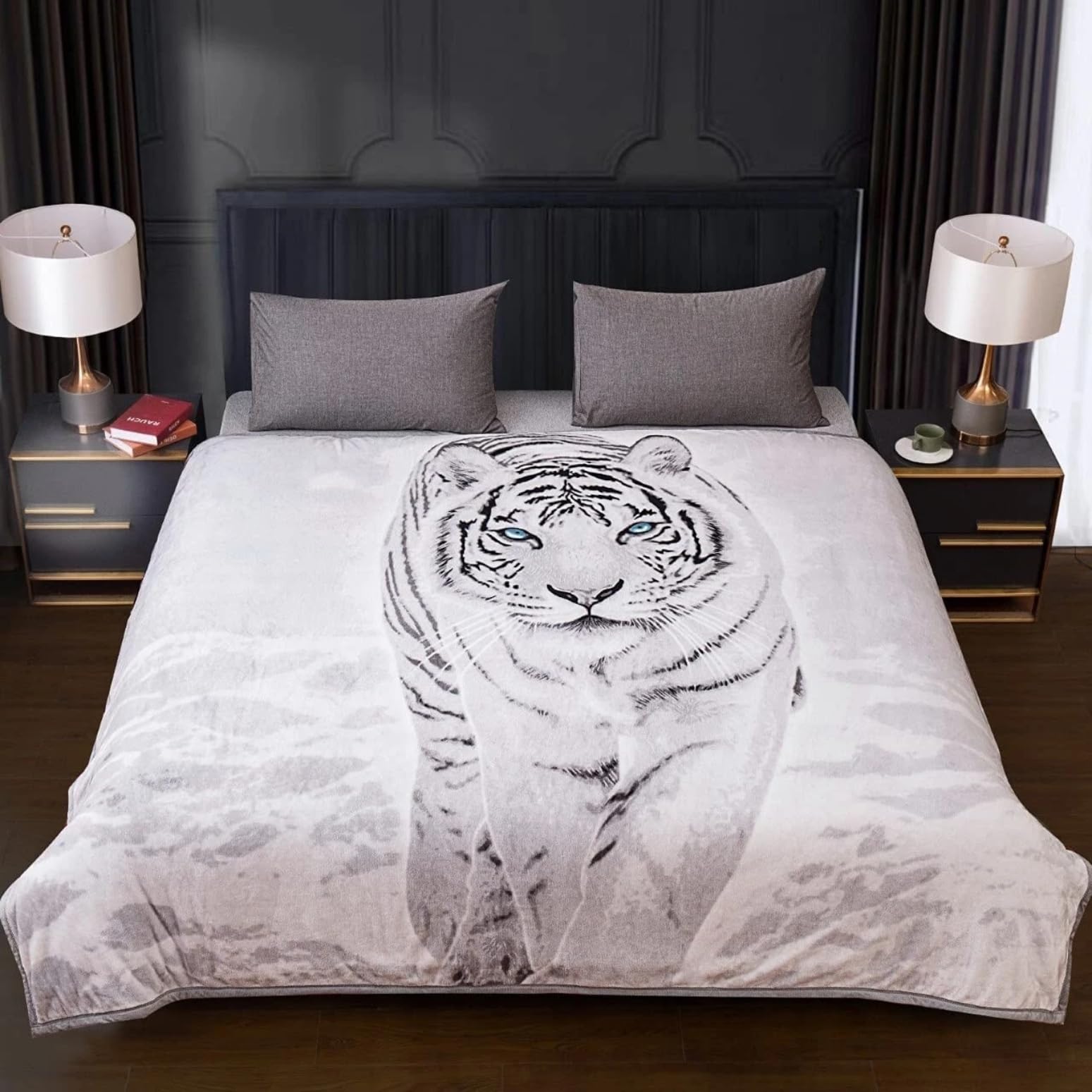 Household Discounts Ltd Mink 3D White Tiger Designs Super Soft Faux Fur Fleece Throw, Warm Blanket, Available In Double/King Size (King)