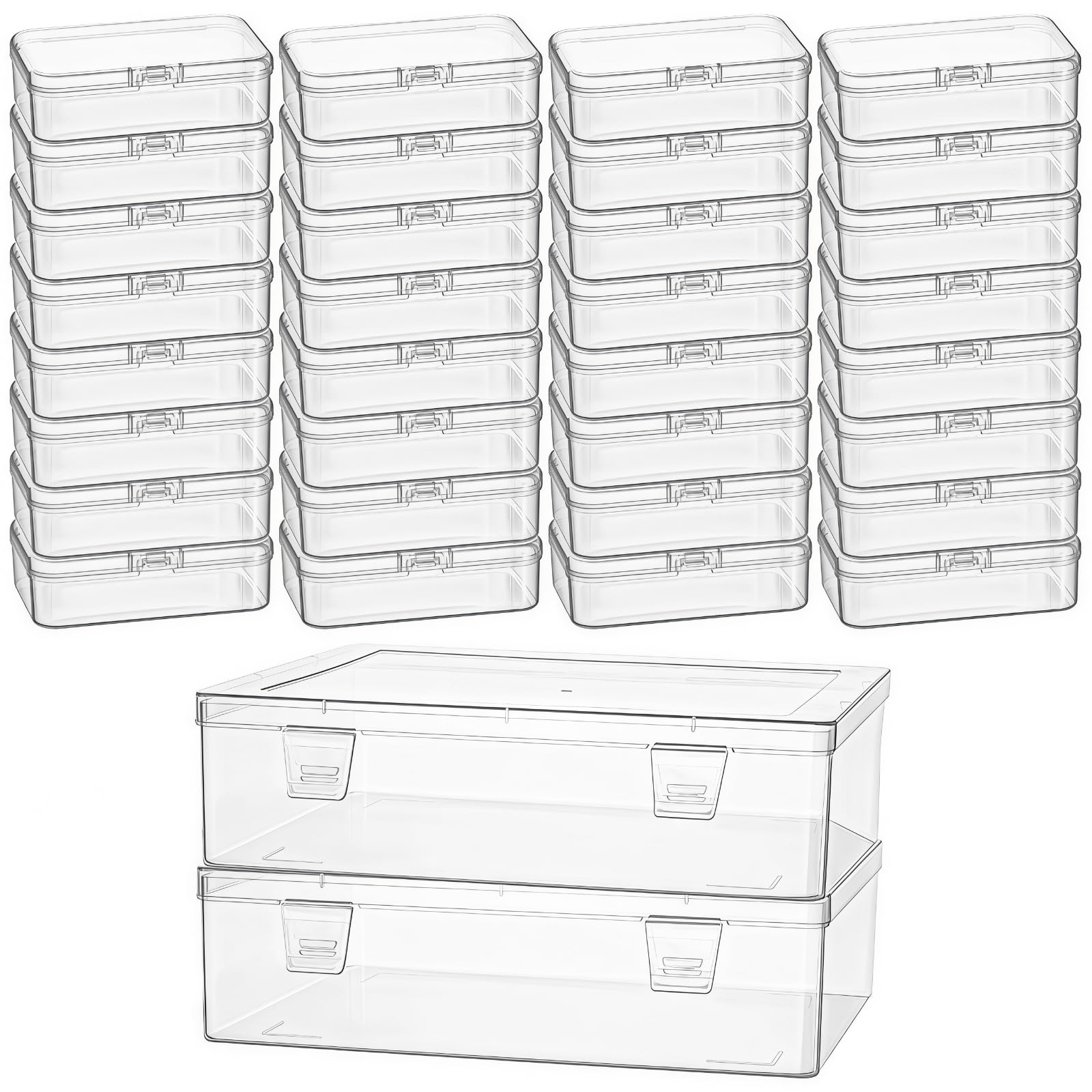 Boîtes de rangement en plastique transparent pour perles et vis x34