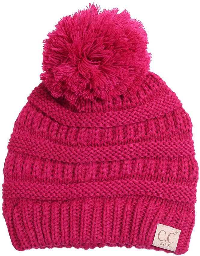 ScarvesMe 3pc Set Children Kid Toddler Trendy Warm Soft Stretch Cable Knit Pom Beanie, Scarves and Gloves Set
