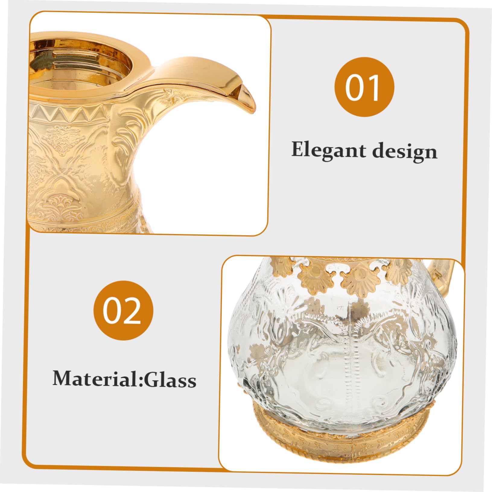 Luxshiny Arabische Glaskaraffe mit Deckel und Ausguss Multifunktionaler Kaltgetränke Servierer aus Glas und Kunststoff im Einzigartigen Orientalischen Design für Partys