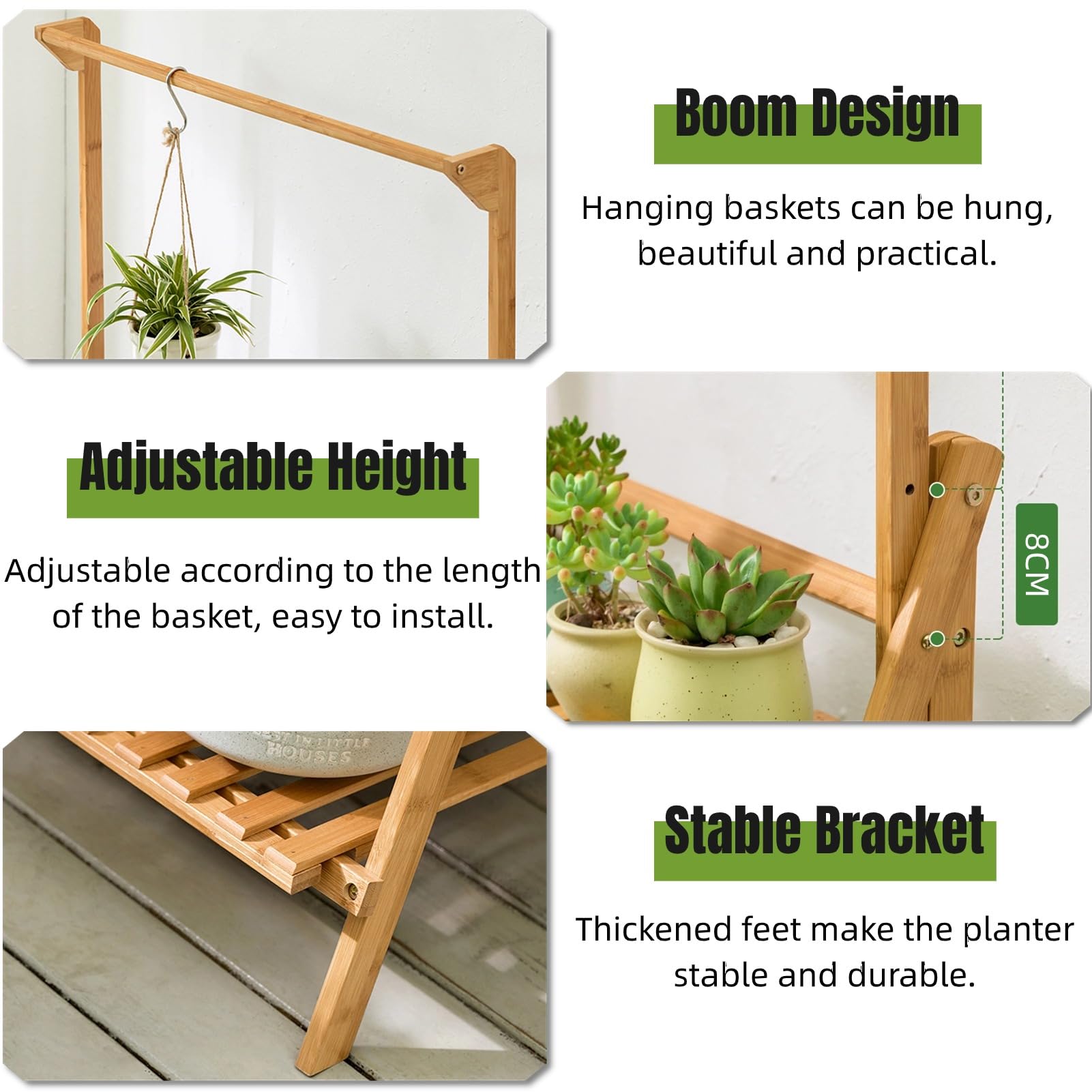 5-laagse Bloemenplank van Bamboe, Staande Plantenplank, Tuinplank voor
