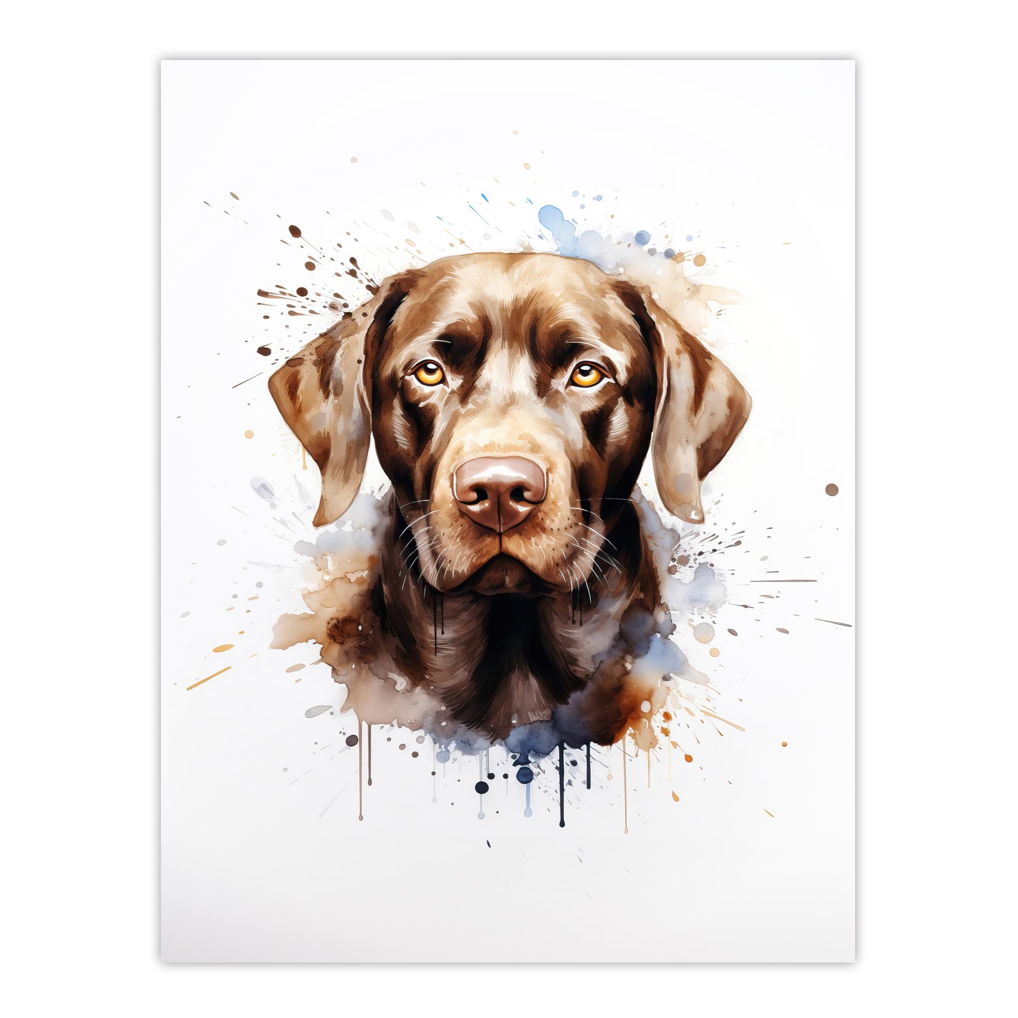 Artery8 Chocolate Labrador Retriever Lovers Gift Watercolour Pet Portrait Painting Artwork Extra Large XL Wall Art Poster Print