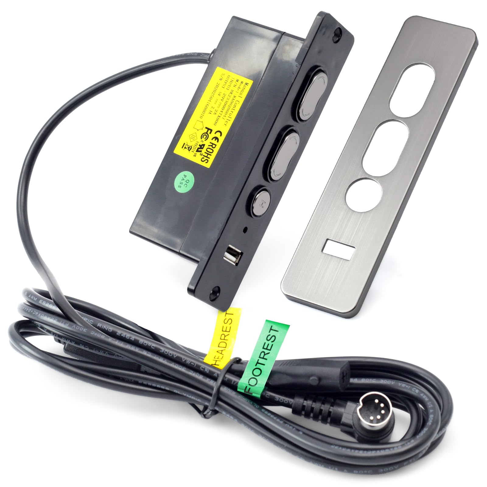 R22231010049 Power Recliner Controller with 5 Function Key 5 Male Pin 2 Female Pins Replacement for Limoss for Okin Electric Sofa Replace R22231010049