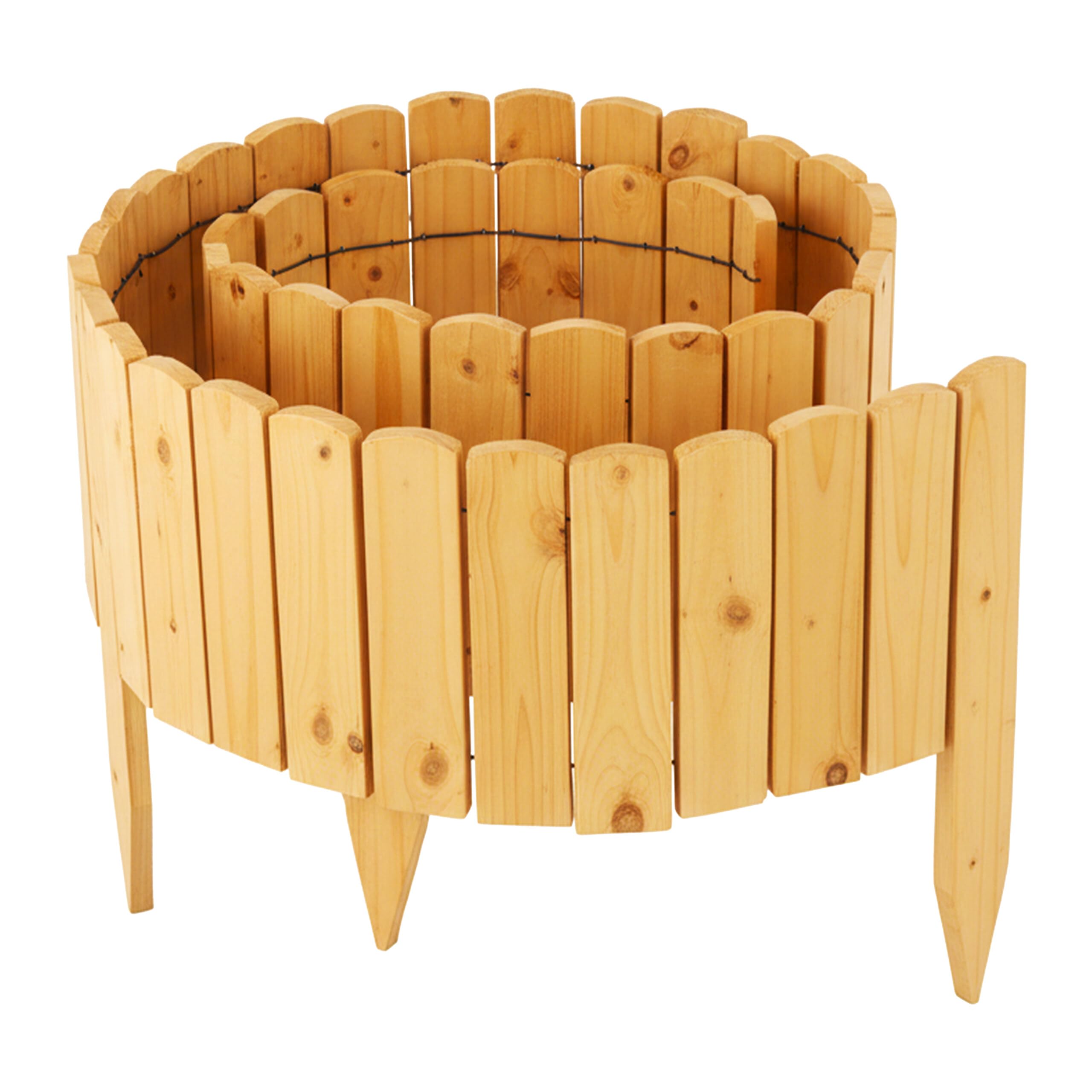 Relaxdays Obrzeże grządki kwiatowej, elastyczne, 200 cm, wysokość 30 cm, karbonizowana sosna, jasnobrązowa