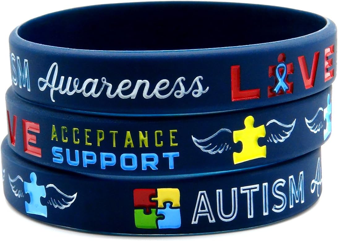 Inkstone Autism Awareness Bracelets, 6-Pack - Silicone Wristbands in Adult Unisex Size - Image 2