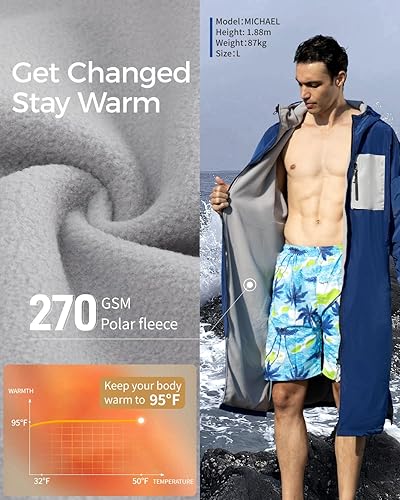 Miniatura 3 de ANKYLOSAUR Unisex Swim Parka with Quick-Dry Technology, 270gsm Polar Fleece, and Wrinkle-Resistant Memory Fabric