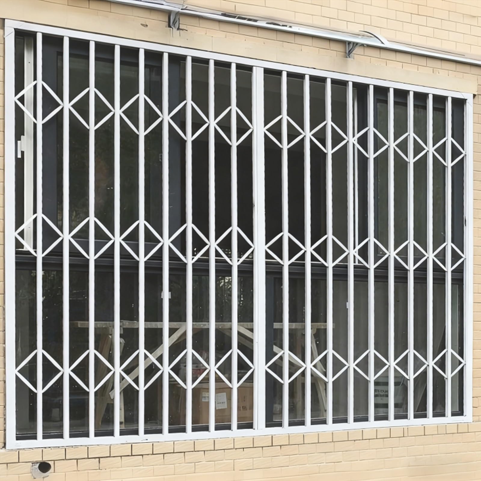Inferriate per Finestre Parapetto per Finestre con Barra Antifurto, Bianco, Griglie di Sicurezza con Serratura in Alluminio, Retrattili Binario di Protezione(WxH 56x36in/142x91cm)