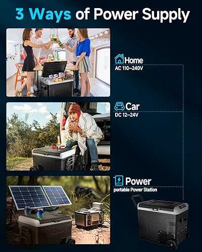 Miniatura 4 de Refrigerador portátil para automóvil de 12 voltios, enfriador eléctrico de 53 cuartos (50L) con 1224 V CC y 110-240 V CA para camión, camioneta, RV,