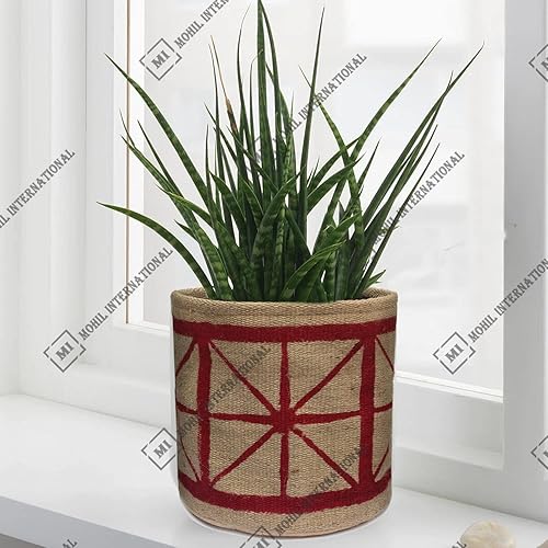 Miniatura 27 de Maceta de yute de ganchillo, cesta de almacenamiento interior de 12 x 12 pulgadas, cesta organizadora de baño y dormitorio, maceta decorativa