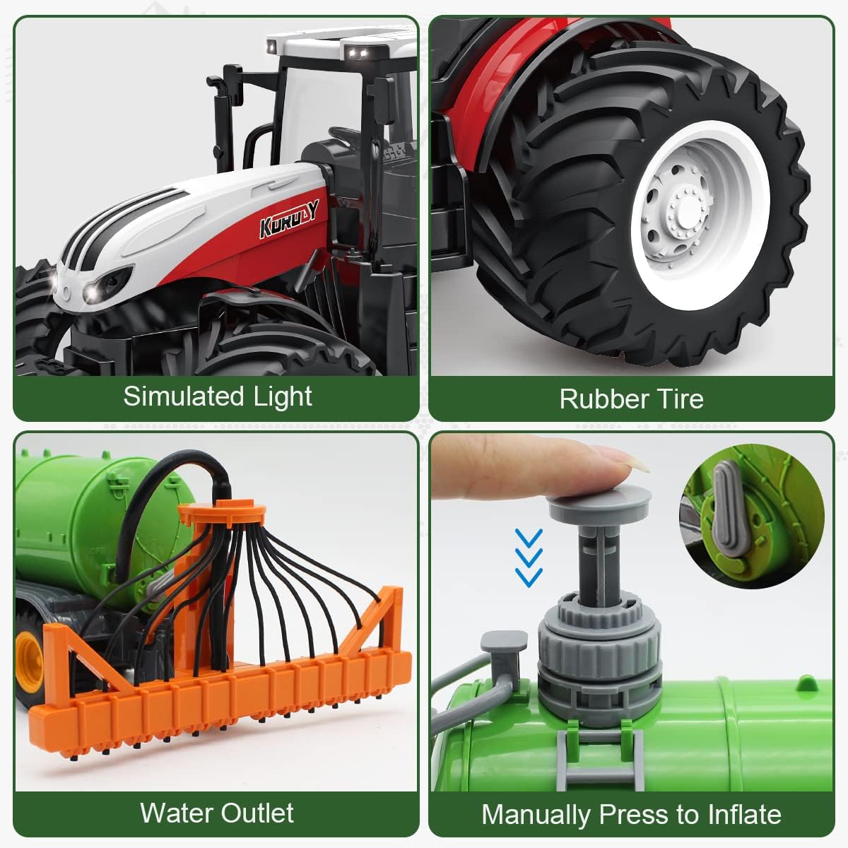 fisca RC Tractor Remote Control Farm Truck with Conveyor, 2.4Ghz 1/24 Scale Electronic Tractor Farm Vehicle Toy with Light for Kids Age 5, 6, 7, 8, 9 and Up Years Old : Toys & Games