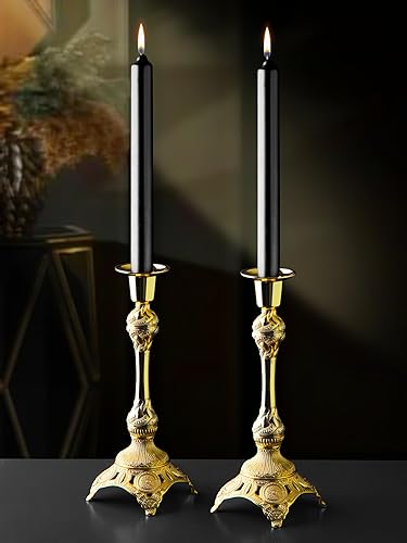 Miniatura 4 de Alisveristime Juego de 2 candelabros decorativos de tamaño mediano para decoración elegante del hogar (dorado y plateado)