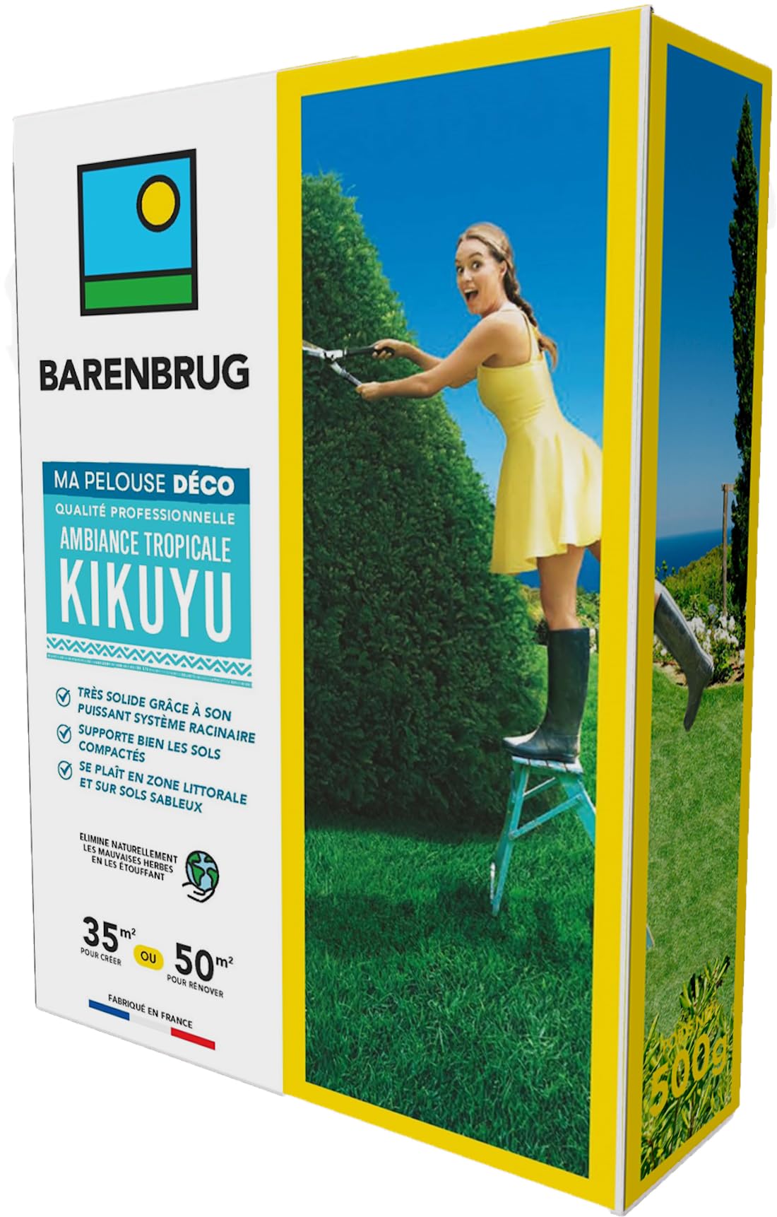 BARENBRUG - Prato Ambiente Tropicale - Kikuyu - Sistema radicale potente - Pavimenti compatti o sabbiosi - Zona litorale - Limita le erbacce - Made in France - 500 g