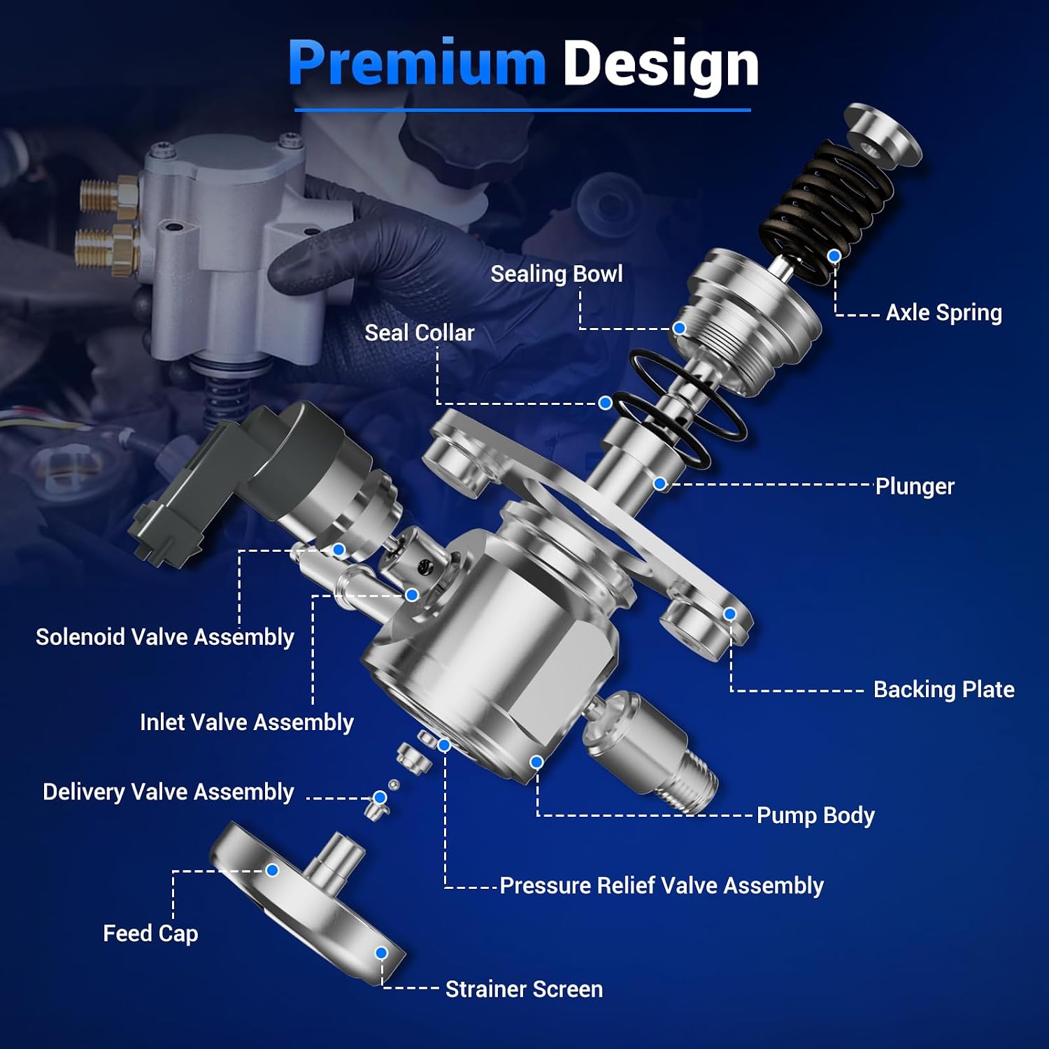 High Pressure Fuel Pump Compatible with Audi Q7 Volkswagen Passat Touareg 3.6L V6 2006-2007 OEM# GDP606 HPP0012 M73167 03H127025 HM10047