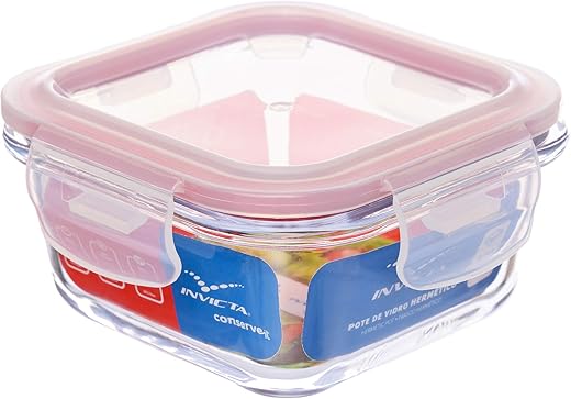 Pote de Vidro Hermético 320ml Quadrado Invicta